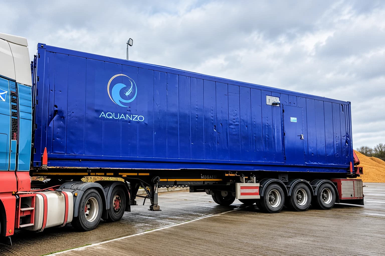 The Nomad, Aquanzo's mobile production unit, on a truck